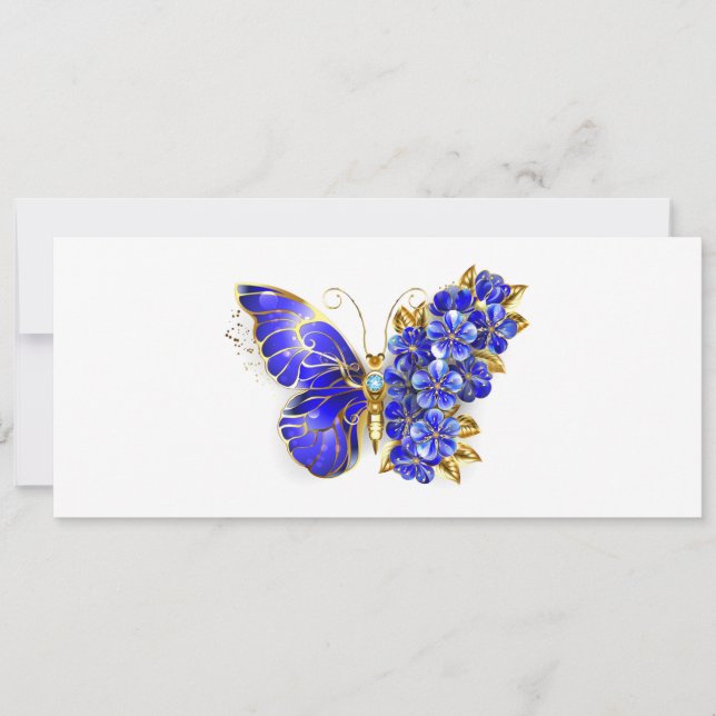 Flower Sapphire Butterfly Save The Date (Front)