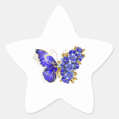 Flower Sapphire Butterfly Star Sticker