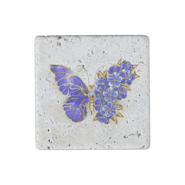 Flower Sapphire Butterfly Stone Magnet (Front)