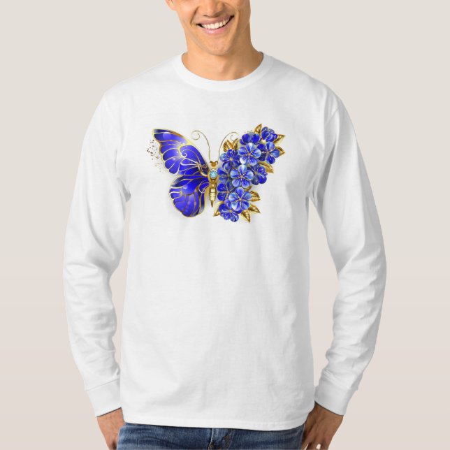 Flower Sapphire Butterfly T-Shirt (Front)