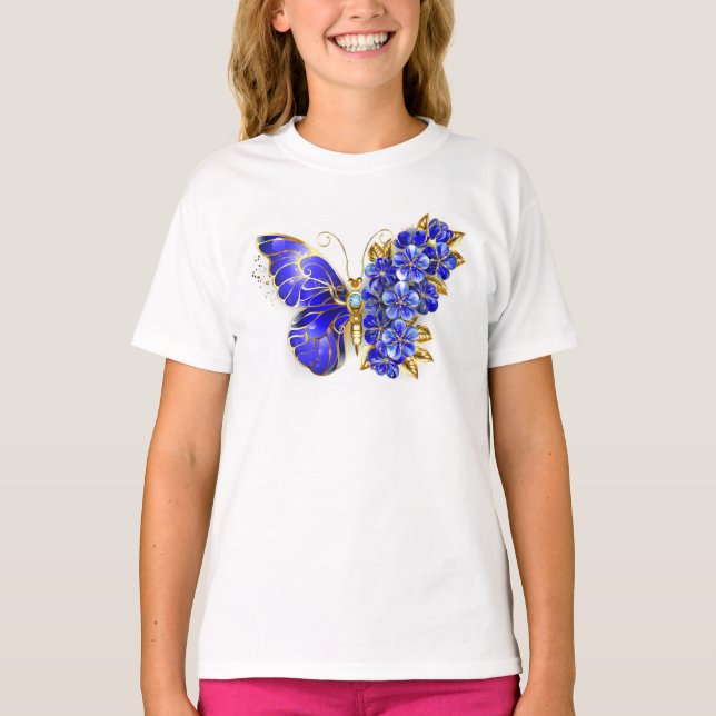 Flower Sapphire Butterfly T-Shirt (Front)