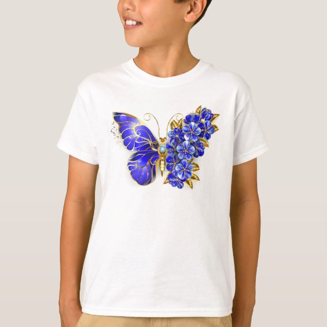 Flower Sapphire Butterfly T-Shirt (Front)