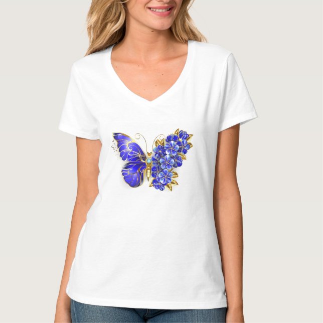 Flower Sapphire Butterfly T-Shirt (Front)