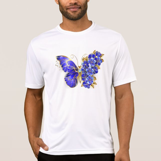 Flower Sapphire Butterfly T-Shirt (Front)