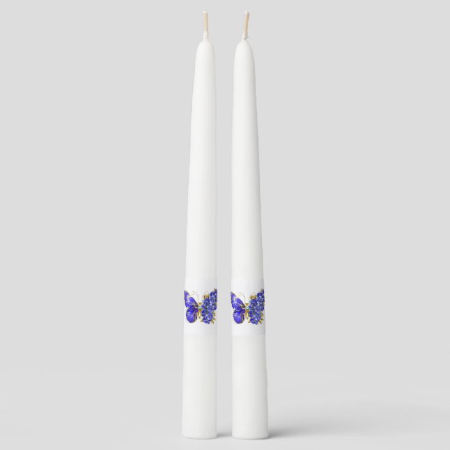 Flower Sapphire Butterfly Taper Candle (Front)