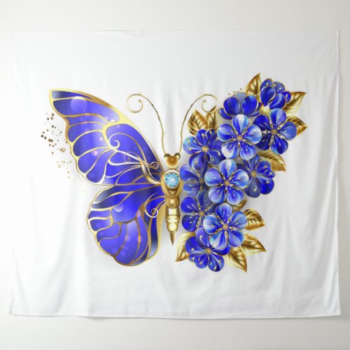 Flower Sapphire Butterfly Tapestry