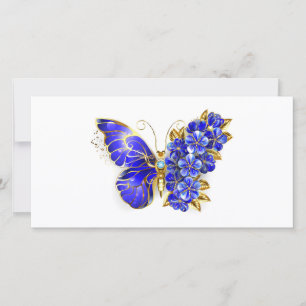 Flower Sapphire Butterfly Thank You Card