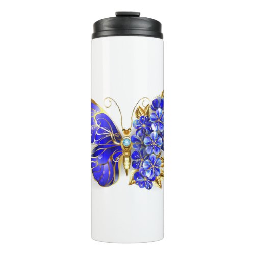 Flower Sapphire Butterfly Thermal Tumbler