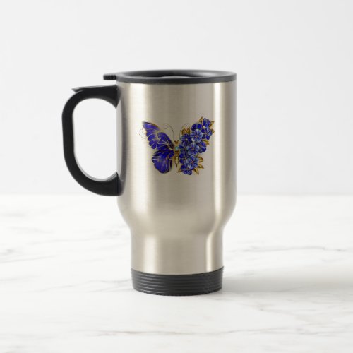 Flower Sapphire Butterfly Travel Mug