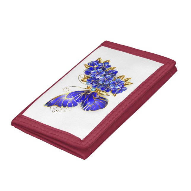 Flower Sapphire Butterfly Trifold Wallet (Bottom)