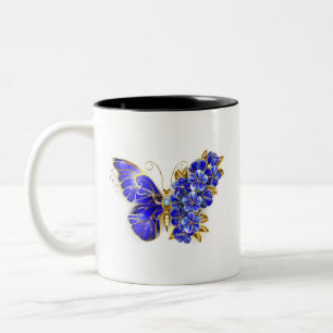 Flower Sapphire Butterfly Two-Tone Coffee Mug