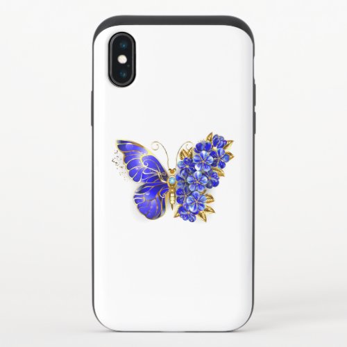 Flower Sapphire Butterfly iPhone XS Slider Case