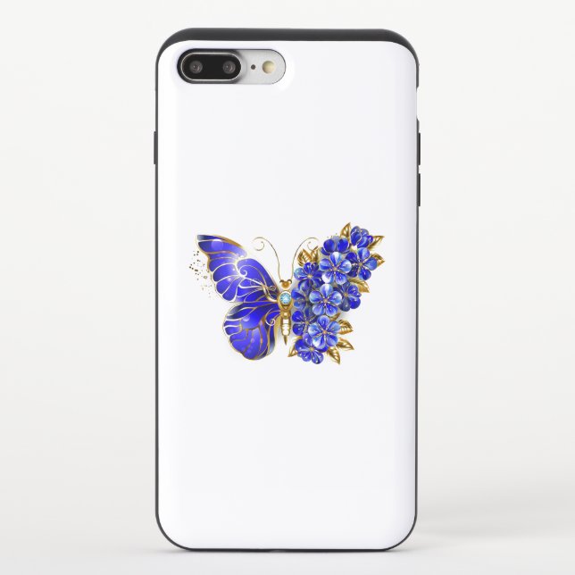 Flower Sapphire Butterfly Uncommon iPhone Case (Back)