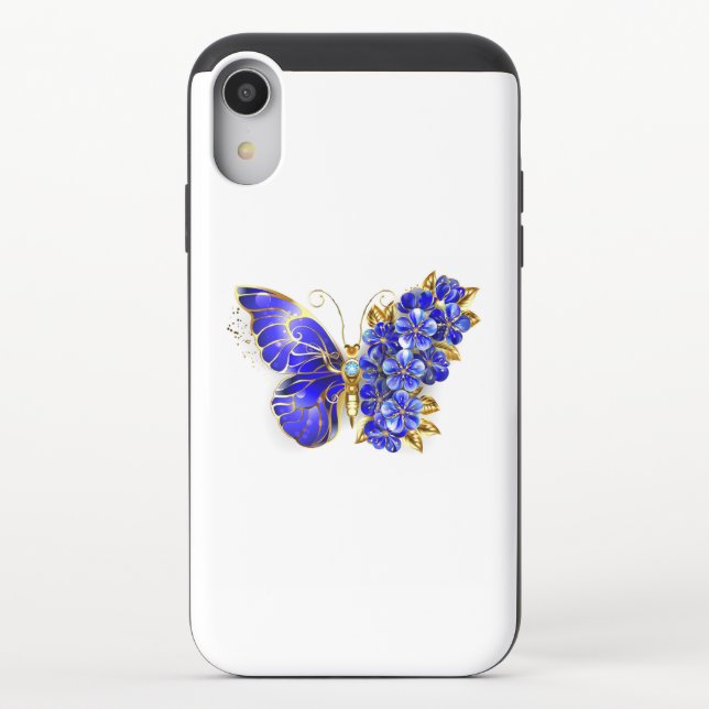 Flower Sapphire Butterfly Uncommon iPhone Case (Back)