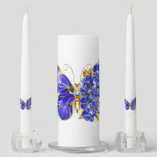 Flower Sapphire Butterfly Unity Candle Set