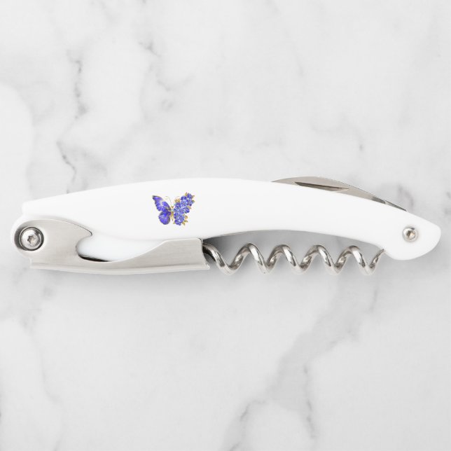 Flower Sapphire Butterfly Waiter's Corkscrew (Front)
