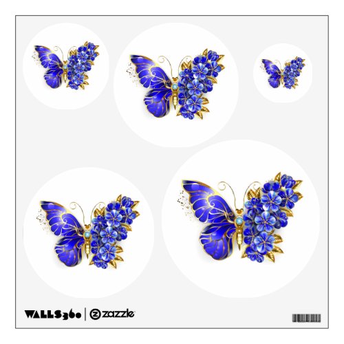 Flower Sapphire Butterfly Wall Decal