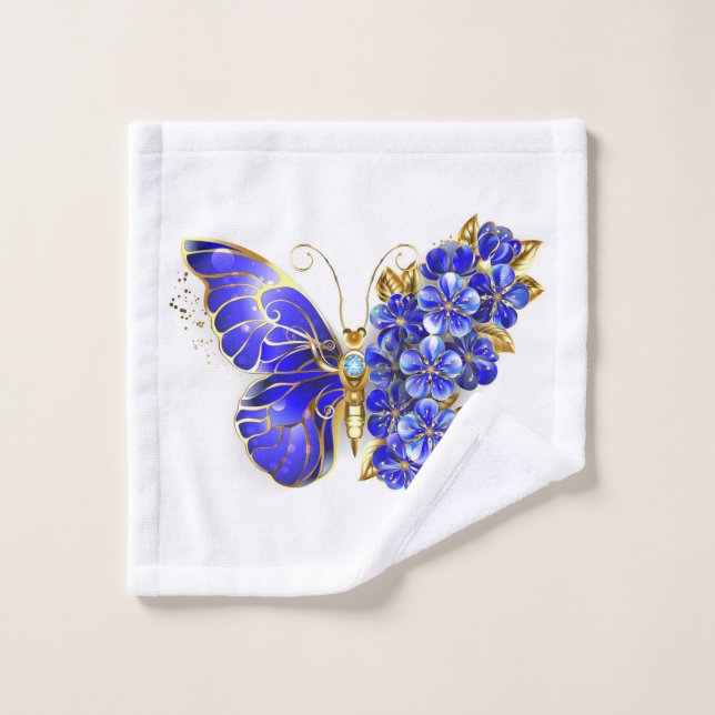 Flower Sapphire Butterfly Wash Cloth (Wash Cloth)