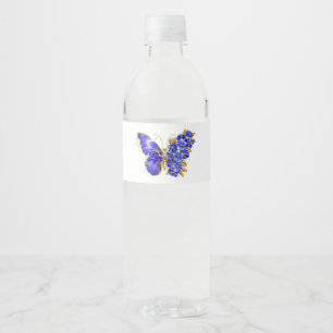 Flower Sapphire Butterfly Water Bottle Label