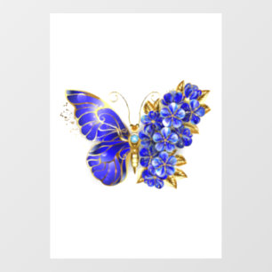 Flower Sapphire Butterfly Window Cling