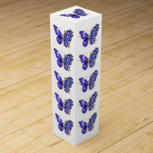 Flower Sapphire Butterfly Wine Box (Front)