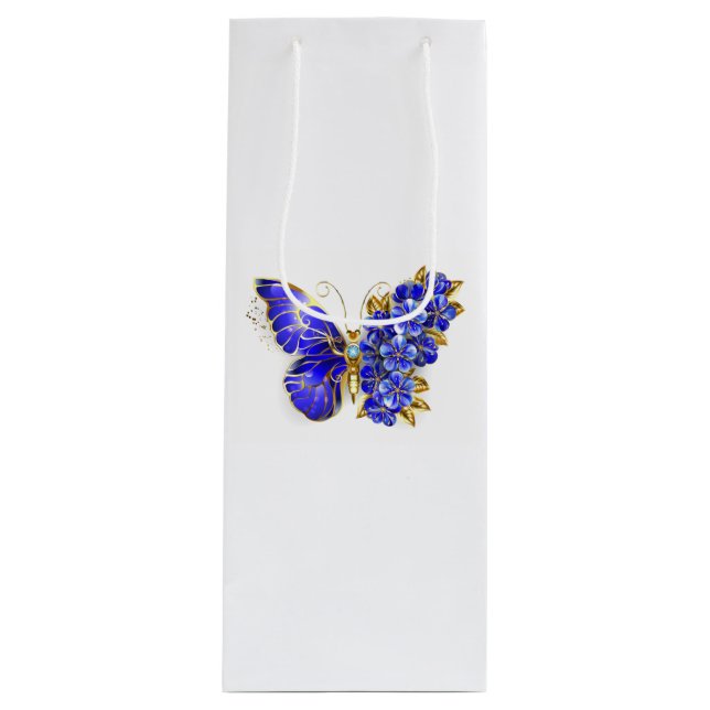 Flower Sapphire Butterfly Wine Gift Bag (Front)