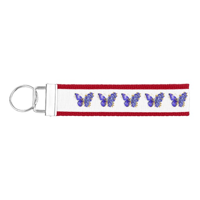 Flower Sapphire Butterfly Wrist Keychain (Keys on Left)