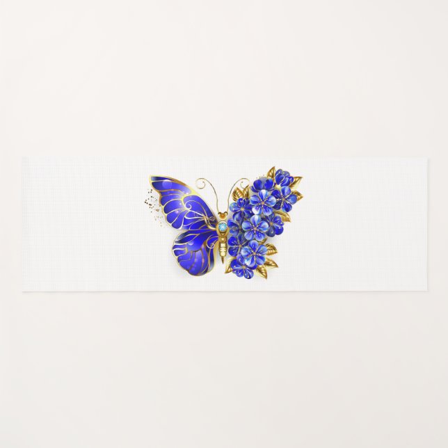 Flower Sapphire Butterfly Yoga Mat (Front (Horizontal))