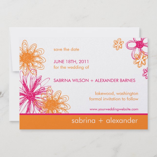 Flower Scribbles • Save the Date Announcement (Front)