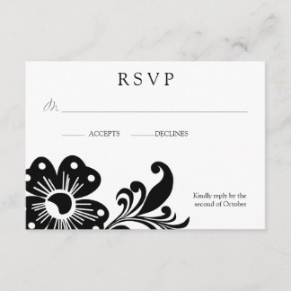 Flower Scroll RSVP w/ Envelope Card
