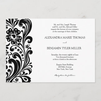 Flower Scroll Wedding Invitation