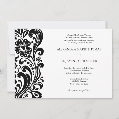 Flower Scroll Wedding Invitation