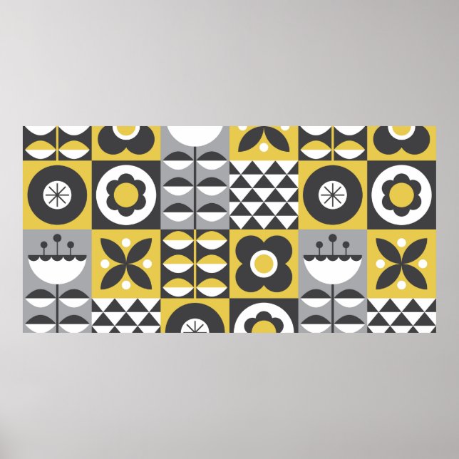 Flower seamless pattern design. Scandinavian style Poster (Front)