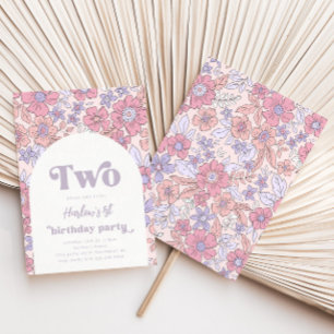Flower Second Birthday Invitation Wildflower