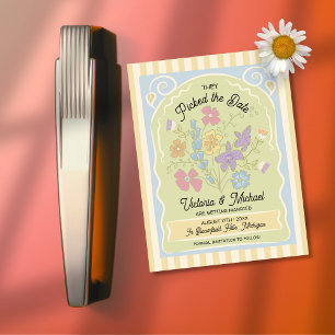 Flower Seed Packet Hand Drawn Save the Date Magnetic Invitation