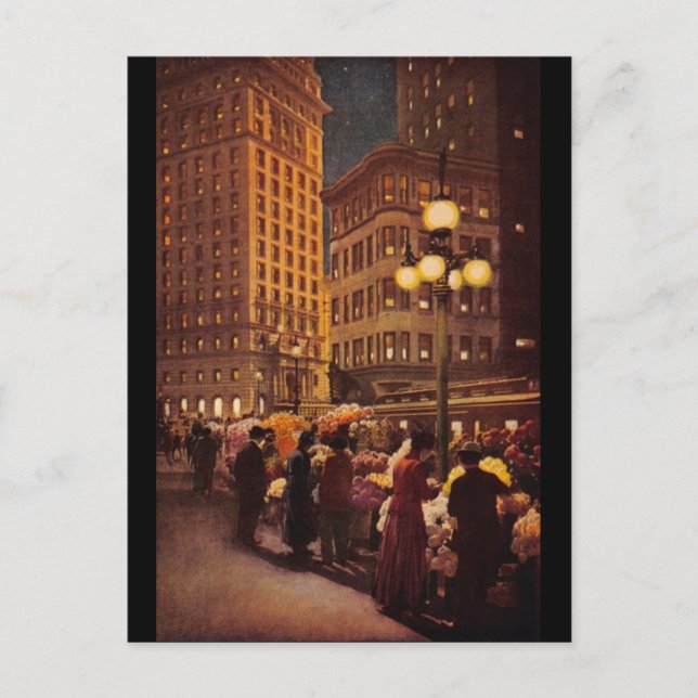 Flower Sellers near the Call Building Postcard (Front)