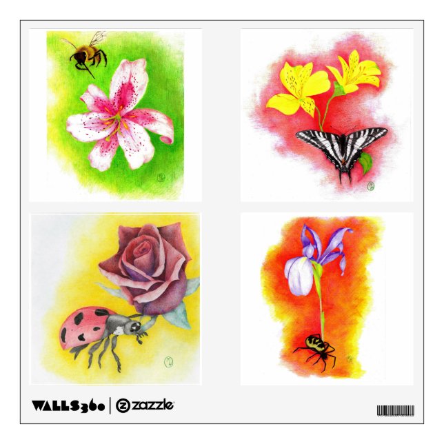 Flower Series beautiful original art illustrations Wall Sticker (Front)