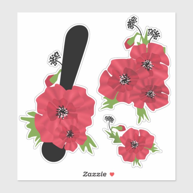 Flower set, flowers, monogram, monogram flower sticker (Sheet)
