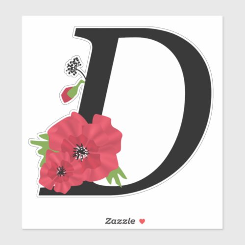 Flower set monogram D letter D  flowers monogr Sticker