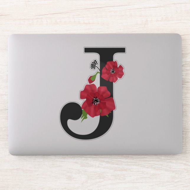 Flower set, monogram J, letter J, flowers, monogra Sticker (Computer)