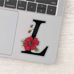 Flower set, monogram L, letter L, flowers, monogra Sticker