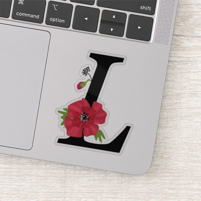 Flower set, monogram L, letter L, flowers, monogra Sticker (Detail)