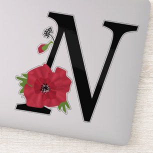 Flower set, monogram N, letter N, flowers, monogra Sticker