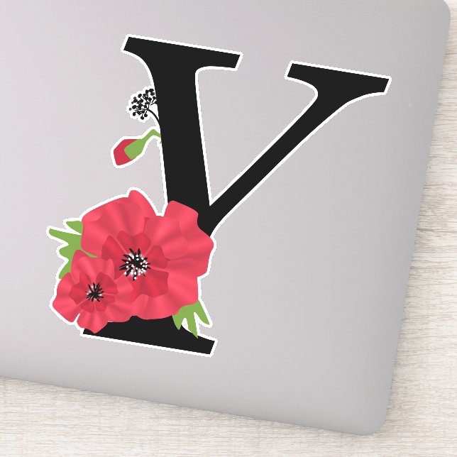 Flower set, monogram Y, letter Y, flowers, monogra Sticker (Detail)