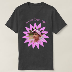 Flower Shape Custom Photo Bright Pink Template T-Shirt