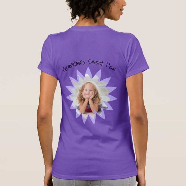 Flower Shape Custom Photo Pastel Purple Template T-Shirt (Back)