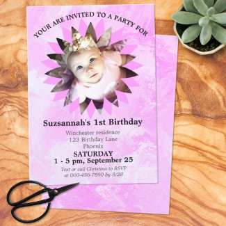 Flower Shape Photo Pink Watercolor Template