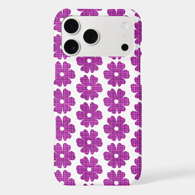 Flower Shape Plaid Pink Purple iPhone Slim Case (Back)