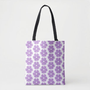 Flower Shape Plaid Pink Purple Tote Bag