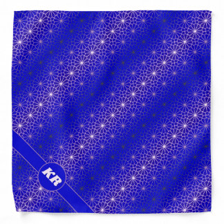 Flower shapes pattern on blue, your initials bandana